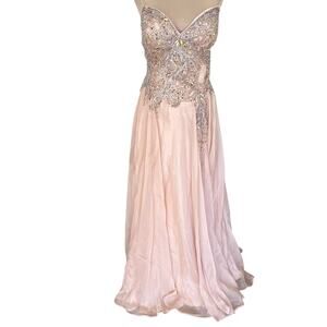 JOVANI Beaded Chiffon Satin Sweetheart Gown Goddess Fairy Princess Glam Pageant
